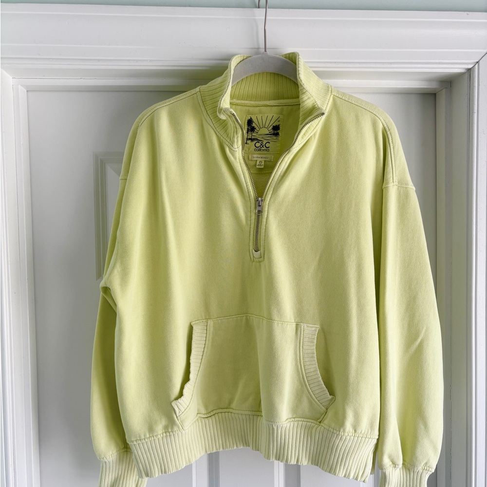 C&C California Women’s Soft Yellow Half-Zip Sweater NWOT